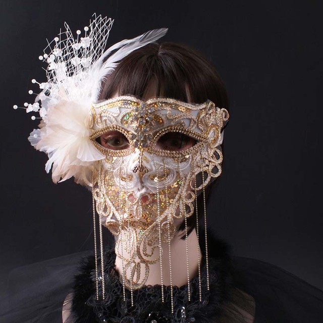 Halloween Christmas Golden Lace Full Face Stage Singing Masked Singer King  Singing Mask Adult Live Masquerade Party Fake Mask - AliExpress